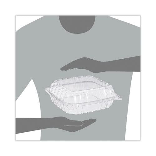 Dart Clearseal Hinged-lid Plastic Containers 8.3 X 8.3 X 3 Clear Plastic 250/carton - Food Service - Dart®