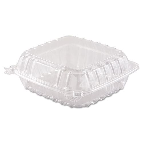 Dart Clearseal Hinged-lid Plastic Containers 8.3 X 8.3 X 3 Clear Plastic 250/carton - Food Service - Dart®