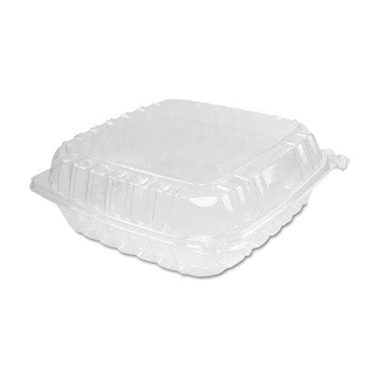 Dart Clearseal Hinged-lid Plastic Containers 9.3 X 8.8 X 3 Clear Plastic 100/bag 2 Bags/carton - Food Service - Dart®