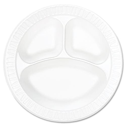 Dart Concorde Foam Plate 3-compartment 9 Dia White 125/pack 4 Packs/carton - Food Service - Dart®