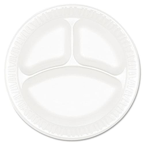 Dart Concorde Foam Plate 3-compartment 9 Dia White 125/pack 4 Packs/carton - Food Service - Dart®