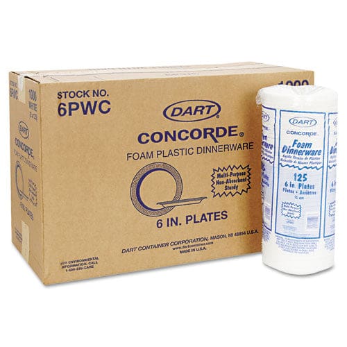 Dart Concorde Foam Plate 6 Dia White 1,000/carton - Food Service - Dart®