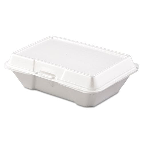 Dart Foam Hinged Lid Containers 1-compartment 6.4 X 9.3 X 2.9 White 100/pack 2 Packs/carton - Food Service - Dart®