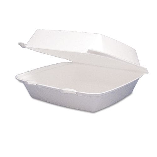 Dart Foam Hinged Lid Containers 1-compartment 8.38 X 7.78 X 3.25 White 200/carton - Food Service - Dart®