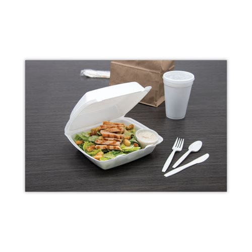 Dart Foam Hinged Lid Containers 1-compartment 8.38 X 7.78 X 3.25 White 200/carton - Food Service - Dart®