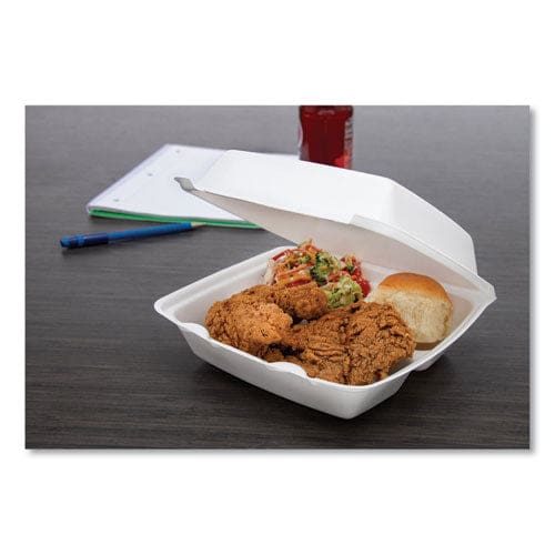 Dart Foam Hinged Lid Containers 3-compartment 8.38 X 7.78 X 3.25 200/carton - Food Service - Dart®