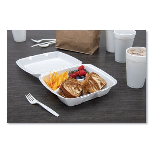 Dart Foam Hinged Lid Containers 3-compartment 8.38 X 7.78 X 3.25 200/carton - Food Service - Dart®