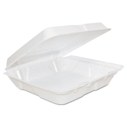 Dart Foam Hinged Lid Containers 8 X 8 X 2.25 White 200/carton - Food Service - Dart®