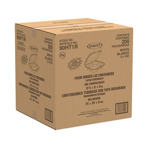 Dart Foam Hinged Lid Containers 9 X 9 X 3 White 200/carton - Food Service - Dart®