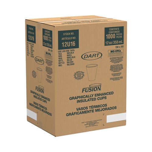 Dart Fusion Escape Foam Hot/cold Cups 12 Oz Brown/black 1,000/carton - Food Service - Dart®