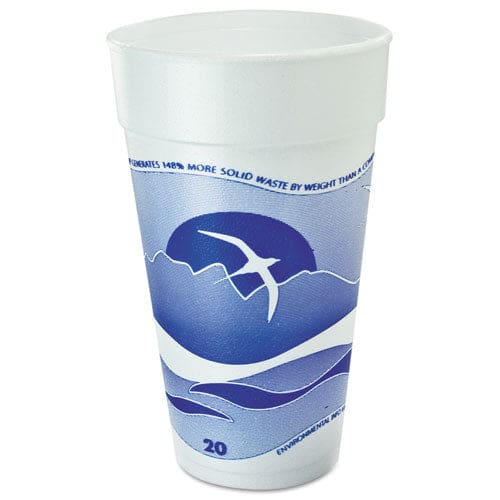 Dart Horizon Hot/cold Foam Drinking Cups 20 Oz Printed Blueberry/white 25/bag 20 Bags/carton - Food Service - Dart®