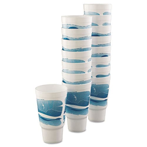 Dart Horizon Hot/cold Foam Drinking Cups 32 Oz Teal/white 16/bag 25 Bags/carton - Food Service - Dart®