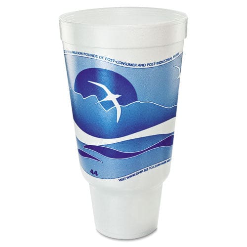 Dart Horizon Hot/cold Foam Drinking Cups 44 Oz Ocean Blue/white 15/bag 20 Bags/carton - Food Service - Dart®