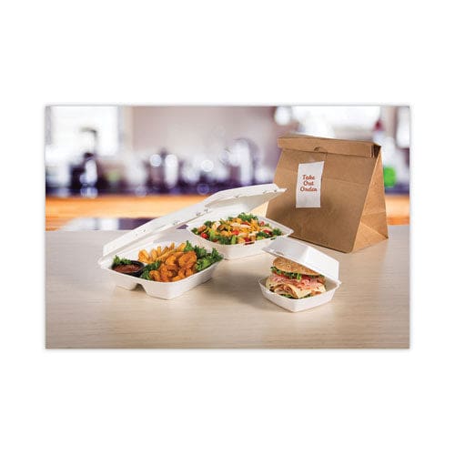 Dart Insulated Foam Hinged Lid Containers 3-compartment 9.3 X 9.5 X 3 White 200/pack 2 Packs/carton - Food Service - Dart®