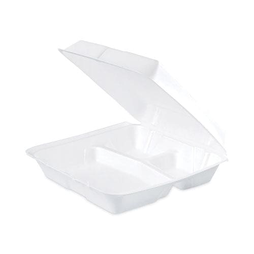 Dart Insulated Foam Hinged Lid Containers 3-compartment 9.3 X 9.5 X 3 White 200/pack 2 Packs/carton - Food Service - Dart®