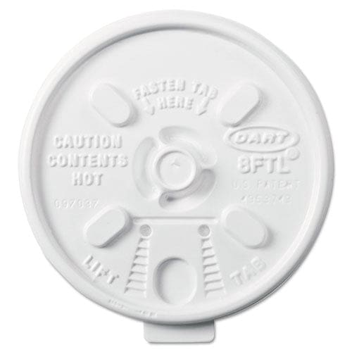 Dart Lift N’ Lock Plastic Hot Cup Lids Fits 8 Oz Cups White 1,000/carton - Food Service - Dart®