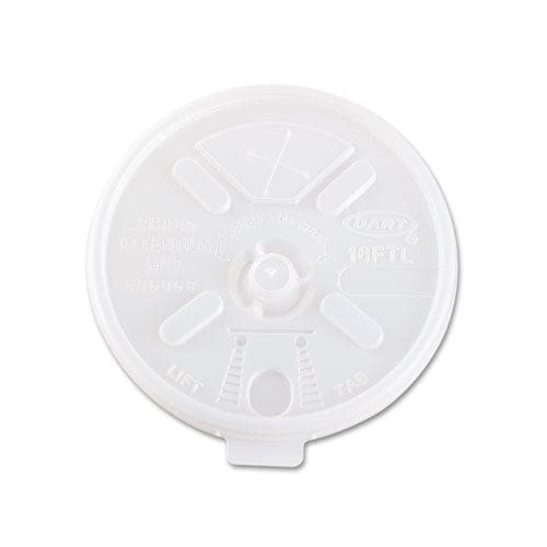 Dart Lift N’ Lock Plastic Hot Cup Lids With Straw Slot Fits 12 Oz To 24 Oz Cups Translucent 100/pack 10 Packs/carton - Food Service - Dart®