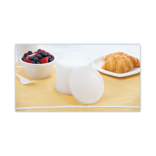 Dart Plastic Lids For Foam Cups Bowls And Containers Flat Vented Fits 6-32 Oz Translucent 100/pack 10 Packs/carton - Food Service - Dart®