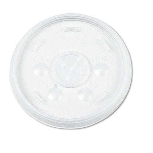 Dart Plastic Lids For Foam Cups Bowls And Containers Flat With Straw Slot Fits 12-60 Oz Translucent 100/pack 5 Packs/carton - Food Service -