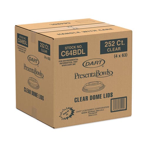 Dart Presentabowls Clear Dome Lids 7.3 Diameter X 1.1 H Clear Plastic 63 Lids/bag 4 Bags/carton - Food Service - Dart®