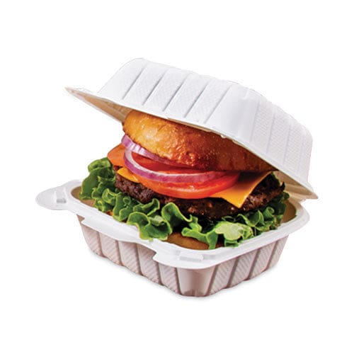 Dart Proplanet Hinged Lid Containers 6 X 6.3 X 3.3 White Plastic 400/carton - Food Service - Dart®