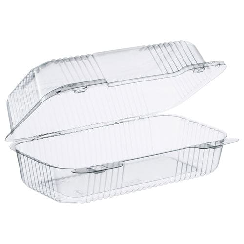 Dart Staylock Clear Hinged Lid Containers 3-compartment 8.6 X 9 X 3 Clear Plastic 100/packs 2 Packs/carton - Food Service - Dart®