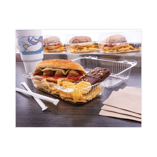 Dart Staylock Clear Hinged Lid Containers 5.4 X 9 X 3.5 Clear Plastic 250/carton - Food Service - Dart®