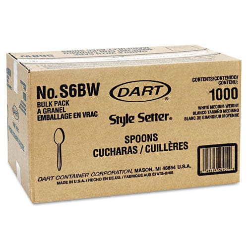 Dart Style Setter Mediumweight Plastic Teaspoons White 1000/carton - Food Service - Dart®