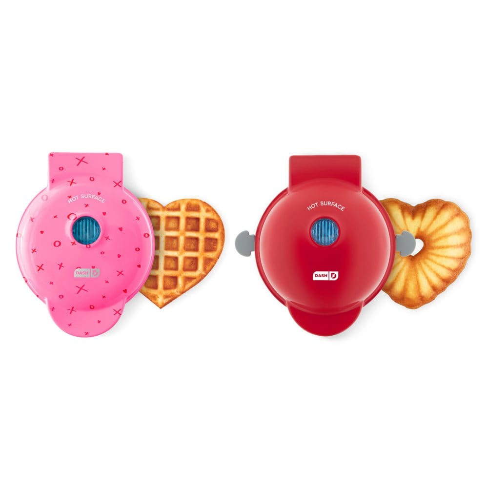 Dash Heart Treat Maker Set of 2 Mini Heart Bundt Cake Maker & Mini Heart Waffle Maker Heart Print - Griddles & Waffle Makers - Dash