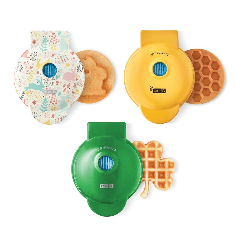 Dash Spring Mini Waffle Set of 3 Bunny Shamrock and Honeycomb Web Waffle - Griddles & Waffle Makers - Dash