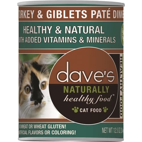 Daves Naturally Healthy Cat Food; Turkey and Giblets Pate Dinner 13.2Oz (Case Of 12) - Pet Supplies - Daves