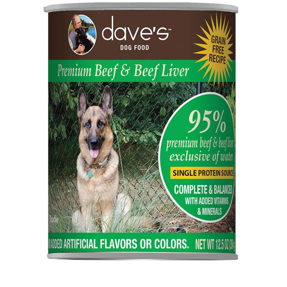 Daves Pet Food Dog 95% Premium Meats Beef and Beef Liver 12.5oz. (Case of 12) - Pet Supplies - Daves