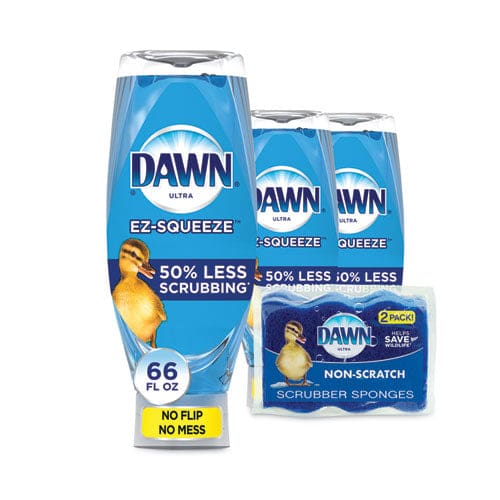 Dawn Ultra Liquid Dish Detergent Dawn Original Three 22 Oz E-z Squeeze Bottles And 2 Sponges/pack 6 Packs/carton - Janitorial & Sanitation -