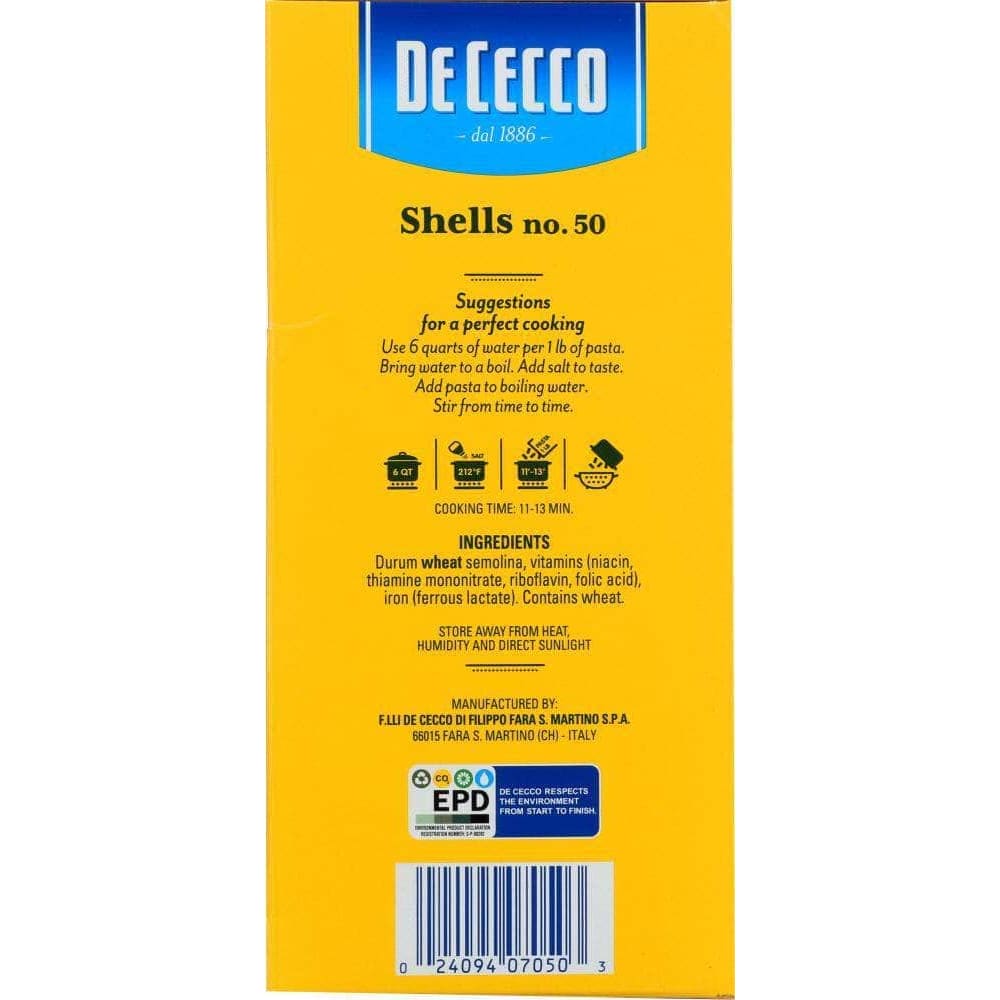 De Cecco De Cecco Pasta Shells, 16 oz