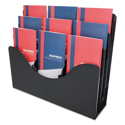 deflecto 3-tier Document Organizer W/6 Removable Dividers 13.38w X 3.5d X 11.5h Black - Office - deflecto®