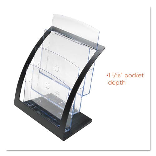 deflecto 3-tier Literature Holder Leaflet Size 11.25w X 6.94d X 13.31h Black - Office - deflecto®