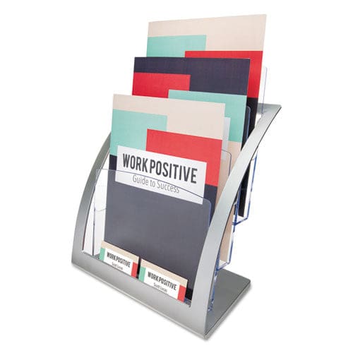 deflecto 3-tier Literature Holder Leaflet Size 11.25w X 6.94d X 13.31h Black - Office - deflecto®