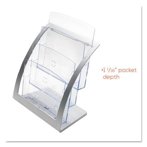 deflecto 3-tier Literature Holder Leaflet Size 11.25w X 6.94d X 13.31h Silver - Office - deflecto®