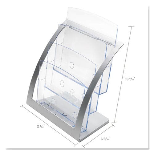 deflecto 3-tier Literature Holder Leaflet Size 11.25w X 6.94d X 13.31h Silver - Office - deflecto®