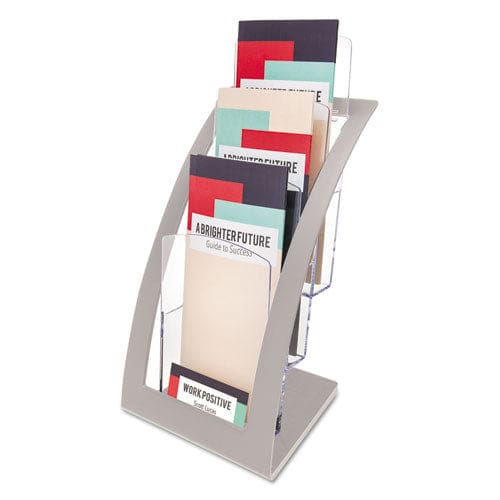 deflecto 3-tier Literature Holder Leaflet Size 6.75w X 6.94d X 13.31h Silver - Office - deflecto®