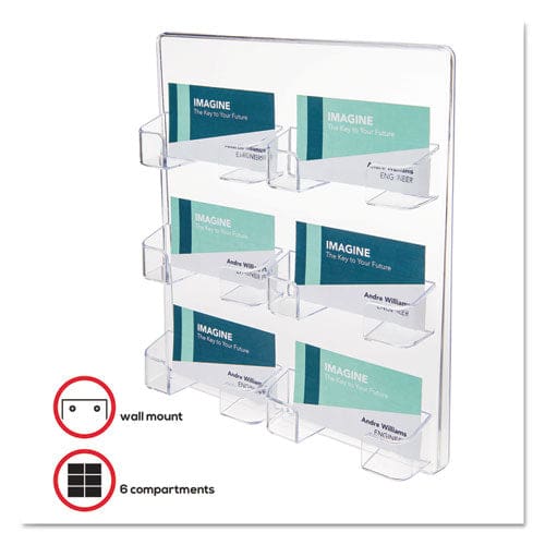 deflecto 6-pocket Business Card Holder Holds 480 Cards 8.5 X 1.63 X 9.75 Plastic Clear - Office - deflecto®