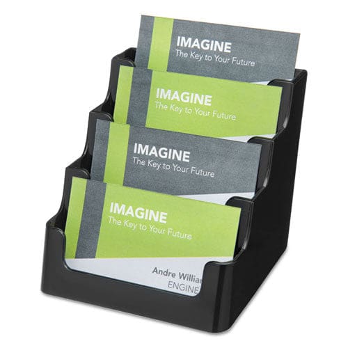 deflecto 8-tier Recycled Business Card Holder Holds 400 Cards 7.88 X 3.88 X 3.38 Plastic Black - Office - deflecto®