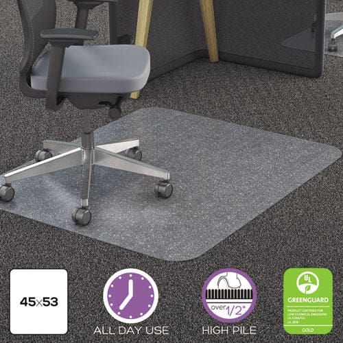 deflecto All Day Use Chair Mat - All Carpet Types 45 X 53 Rectangle Clear - Furniture - deflecto®