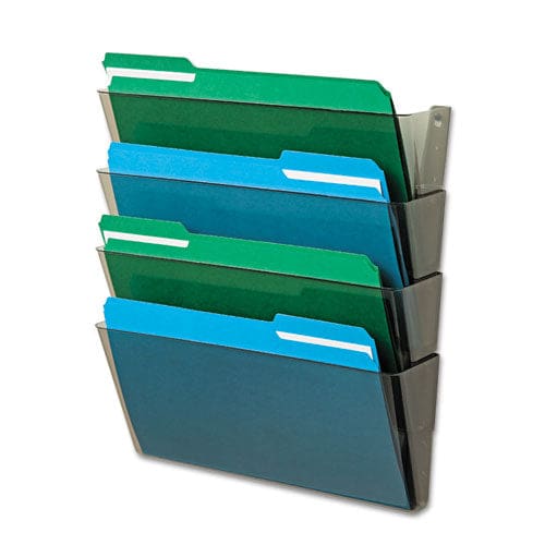 deflecto Docupocket Stackable Four-pocket Wall File 4 Sections Letter Size 13 X 4 Smoke - Office - deflecto®