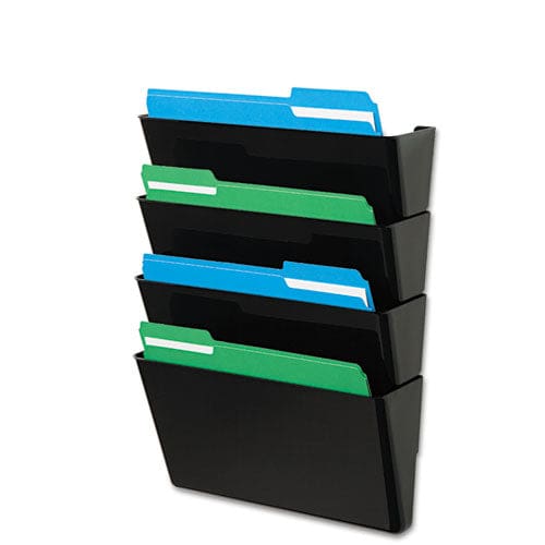 deflecto Docupocket Stackable Four-pocket Wall File 4 Sections Letter Size 13 X 4 Smoke - Office - deflecto®