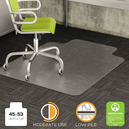 deflecto Duramat Moderate Use Chair Mat For Low Pile Carpet 45 X 53 Wide Lipped Clear - Furniture - deflecto®