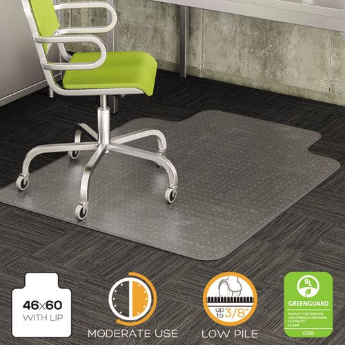 deflecto Duramat Moderate Use Chair Mat For Low Pile Carpet 46 X 60 Wide Lipped Clear - Furniture - deflecto®