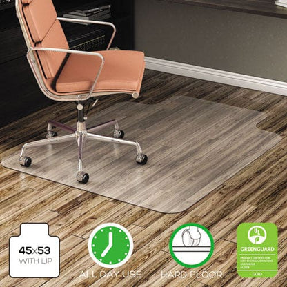 deflecto Economat All Day Use Chair Mat For Hard Floors 45 X 53 Wide Lipped Clear - Furniture - deflecto®