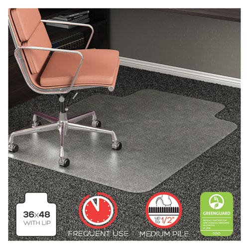 deflecto Rollamat Frequent Use Chair Mat Med Pile Carpet Flat 36 X 48 Lipped Clear - Furniture - deflecto®