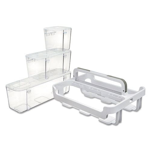 deflecto Stackable Caddy Organizer With S M And L Containers Plastic 10.5 X 14 X 6.5 White Caddy/clear Containers - School Supplies -